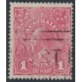 AUSTRALIA - 1918 1d rosine KGV (G68), 'die I sub cliché [very early state]', used – ACSC # 72I(2)ka