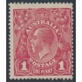 AUSTRALIA - 1918 1d red KGV, die II substituted cliché [IV/34], MNG – SG # 71V(2)ja