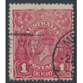 AUSTRALIA - 1918 1d red KGV (G71), die II substituted cliché [IV/34], used – SG # 72L(2)ja