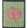 AUSTRALIA - 1914 1d rose-red/green Postage Due, inverted watermark, used – SG # D78w