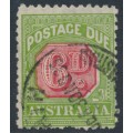 AUSTRALIA - 1936 6d red/green Postage Due, CofA watermark, perf. 11, used – SG # D110