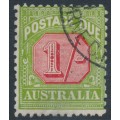 AUSTRALIA - 1934 1/- red/green Postage Due, CofA watermark, perf. 11, used – SG # D111