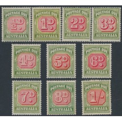 AUSTRALIA - 1946 ½d to 1/- Postage Dues set of 10, redrawn dies, MH – SG # D119-D128