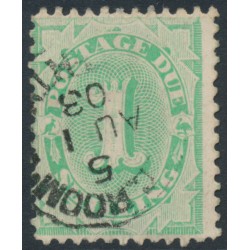 AUSTRALIA - 1902 1/- emerald Postage Due, perf. 12:11½, upright watermark, used – SG # D19