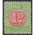 AUSTRALIA - 1909 1d rose-red/green Postage Due, perf. 12:12½, crown A watermark, MH – SG # D64