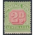 AUSTRALIA - 1909 2d rose-red/green Postage Due, perf. 12:12½, crown A watermark, MH – SG # D65