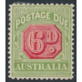 AUSTRALIA - 1909 6d rose-red/green Postage Due, perf. 12:12½, crown A watermark, MH – SG # D68