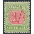 AUSTRALIA - 1909 1/- rose-red/green Postage Due, perf. 12:12½, crown A watermark, MH – SG # D69