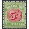 AUSTRALIA - 1909 5/- rose-red/green Postage Due, perf. 12:12½, crown A watermark, MH – SG # D71