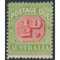 AUSTRALIA - 1913 ½d red/green Postage Due, perf. 12½, crown A watermark, MH – SG # D76