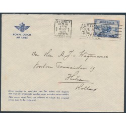 AUSTRALIA - 1934 3d blue MacArthur on a cover to the Netherlands – ACSC # 159