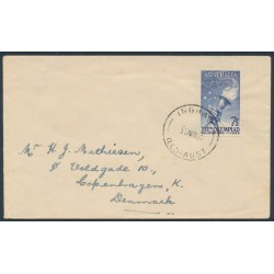 AUSTRALIA - 1956 7½d blue Olympics on a cover to Denmark – ACSC # 333