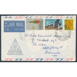 AUSTRALIA - 1974 50c Architecture, 7c Radio & 3c Marine Life on a cover to Denmark