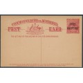 AUSTRALIA - 1918 THREE HALFPENCE on 1d red KGV postcard, unused – ACSC # P48