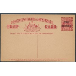 AUSTRALIA - 1918 THREE HALFPENCE on 1d red KGV postcard, unused – ACSC # P48