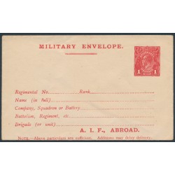 AUSTRALIA - 1916 1d red KGV military envelope, unused – ACSC # ME4