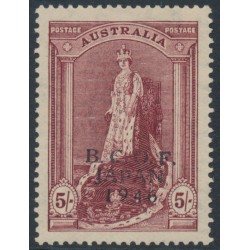 AUSTRALIA - 1948 5/- claret Robes on thin paper, overprinted BCOF, MNH – SG # J7a