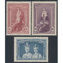 AUSTRALIA - 1938 5/- to £1 Robes set of 3 on thick paper, MH – SG # 176-178