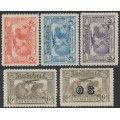 AUSTRALIA - 1931 2d to 6d Kingsford Smith Airmail set of 5, MNH – SG # 121-123 + 139 + 139a