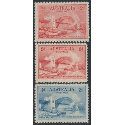 AUSTRALIA - 1932 2d red & 3d blue Sydney Harbour Bridge set of 3, MNH – SG # 141+142+144 