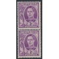 AUSTRALIA - 1948 2d purple KGVI, no watermark, coil pair, MNH – SG # 230aa