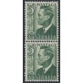 AUSTRALIA - 1951 3d green King George VI, coil pair, MNH – SG # 237da