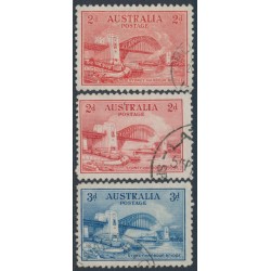 AUSTRALIA - 1932 2d red & 3d blue Sydney Harbour Bridge set of 3, used – SG # 141+142+144 