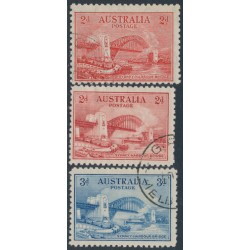 AUSTRALIA - 1932 2d red & 3d blue Sydney Harbour Bridge set of 3, CTO – SG # 141+142+144