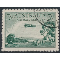 AUSTRALIA - 1929 3d green Airmail (vertical mesh paper), CTO – ACSC # 134w