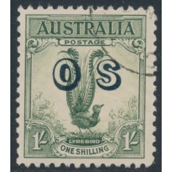 AUSTRALIA - 1932 1/- yellow-green Lyrebird overprinted OS, CTO – SG # O136