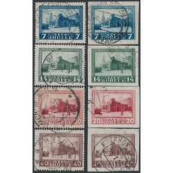 RUSSIA / USSR - 1925 Lenin Mausoleum sets of 4, perf. & imperf., used – Michel # 292-295