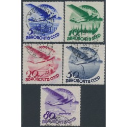 RUSSIA / USSR - 1933 Civil Aviation set of 5, with watermark, used – Michel # 462Y-466Y