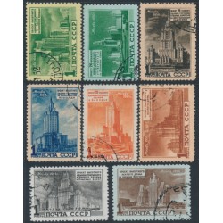 RUSSIA / USSR - 1950 Moscow Skyscrapers set of 8, used – Michel # 1527-1534 