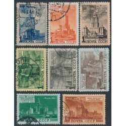 RUSSIA / USSR - 1950 Moscow Skyscrapers set of 8, used – Michel # 1527-1534 