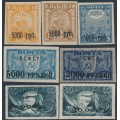 RUSSIA - 1922 5000R & 10000R black overprints set of 7, MH – Michel # 171a-175a