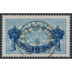 SWEDEN - 1889 10öre dark blue on 12öre blue Official (Tjänstemärke), perf. 13, used – Facit # TJ25a