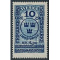 SWEDEN - 1916 10öre + 4.90Kr on 5Kr blue GPO Landstorm II overprint, MH – Facit # 125