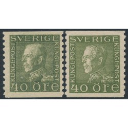 SWEDEN - 1929 40öre olive Gustav V, types I & II, MH – Facit # 189+190