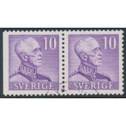 SWEDEN - 1939 10öre violet Gustav V, large numerals, 3+4 pair, used – Facit # 273BC2