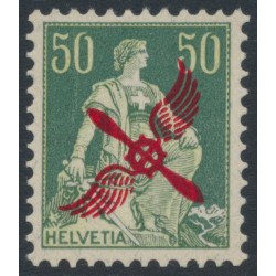 SWITZERLAND - 1919 50c green Helvetia, red airmail overprint, MNH – Michel # 145