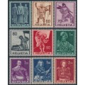 SWITZERLAND - 1941 Historical Figures set of 9, MNH – Michel # 377-385