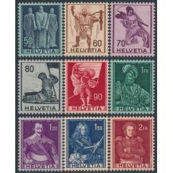 SWITZERLAND - 1941 Historical Figures set of 9, MNH – Michel # 377-385