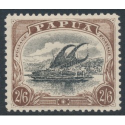 PAPUA / BNG - 1909 2/6 black/brown Lakatoi, large PAPUA, perf. 11, sideways wmk, MH – SG # 48