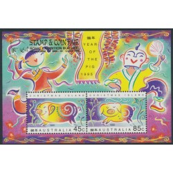 CHRISTMAS ISLAND - 1995 Chinese New Year (Pig) M/S, Melbourne o/p, MNH – SG # MS402