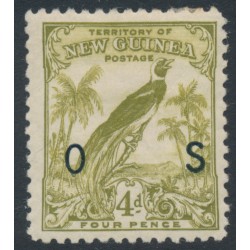 NEW GUINEA - 1932 4d olive-green Bird of Paradise, no dates, o/p OS, MH – SG # O48