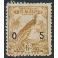 NEW GUINEA - 1932 6d bistre-brown Bird of Paradise, no dates, o/p OS, MH – SG # O50