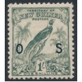 NEW GUINEA - 1932 1/- blue-green Bird of Paradise, no dates, o/p OS, MH – SG # O52