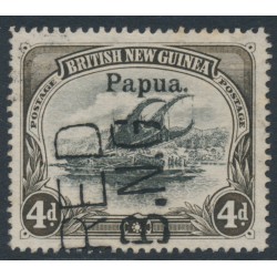 PAPUA / BNG - 1906 4d black/sepia Lakatoi, horizontal rosettes, o/p large Papua, used – SG # 17