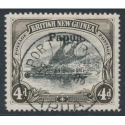 PAPUA / BNG - 1906 4d black/sepia Lakatoi, horizontal rosettes, o/p large Papua, used – SG # 17