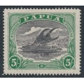 PAPUA / BNG - 1916 5/- black/deep green Lakatoi, with a variety, MH – SG # 104